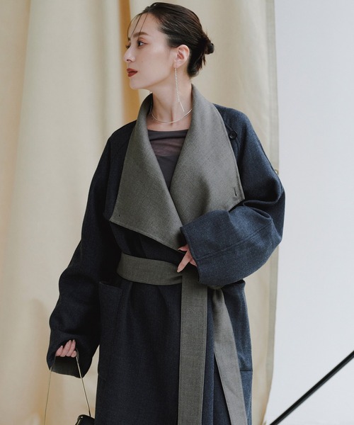 【美品】45rpm ピーコート　ロング丈 ウール　アルパカ混　ネイビー 美品】45rpm ピーコート ロング丈 ウール アルパカ混 ネイビー