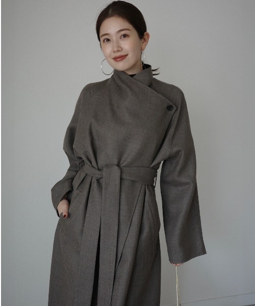 anuans ピーコート pコート ウールリバーオーバーロングコート