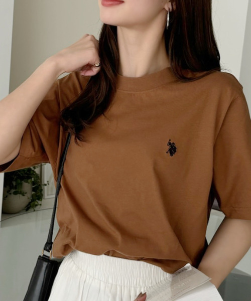 「U.S. POLO ASSN.」 半袖Tシャツ L サーモンピンク レディース_画像5