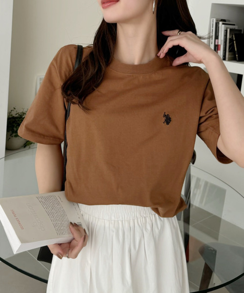 「U.S. POLO ASSN.」 半袖Tシャツ L サーモンピンク レディース_画像6