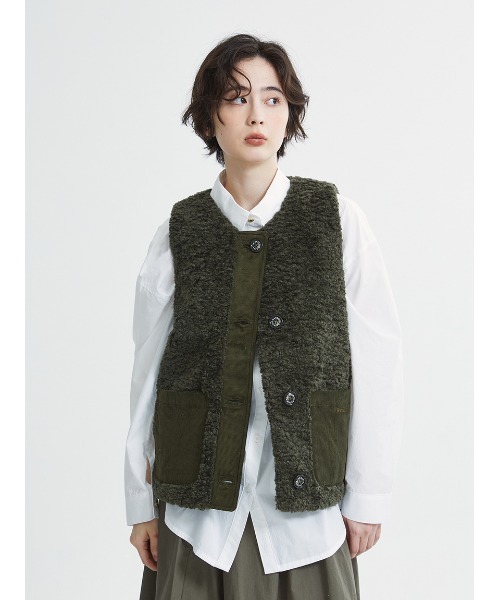 Barbour ボアベスト オリーブグリーン バブアー ベスト（Barbour／レディースファッション） | ファッション