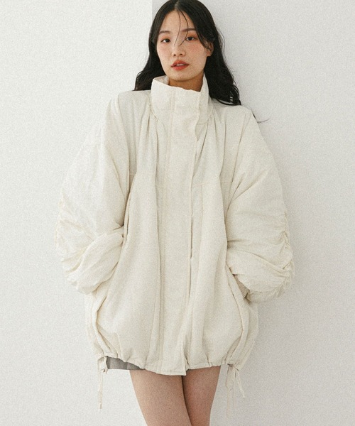 Heather（ヘザー） ブルゾン アウター スタンドギャザーミドルブルゾン