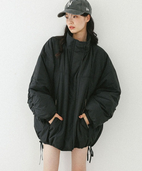 Heather（ヘザー） ブルゾン アウター スタンドギャザーミドルブルゾン