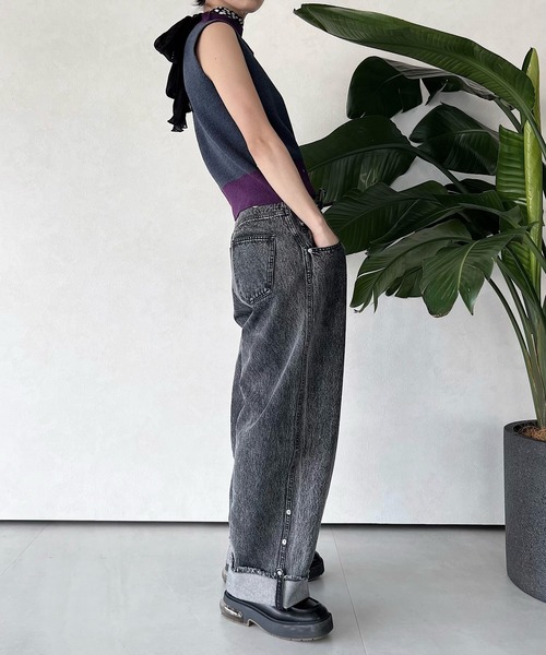 「musubore」 デニムパンツ FREE グレー レディース_画像5