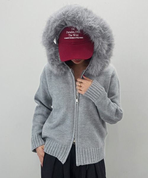 SEN TOKYO パーカー ファーフードニットパーカー レディース メンズ