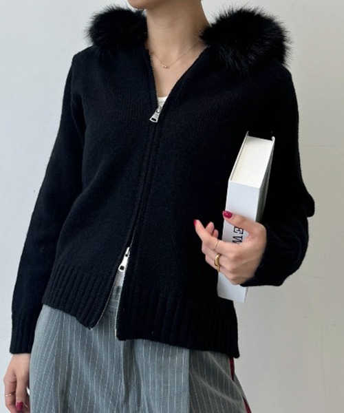 SEN TOKYO パーカー ファーフードニットパーカー レディース メンズ