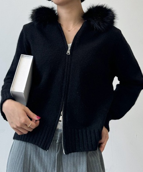 SEN TOKYO パーカー ファーフードニットパーカー レディース メンズ