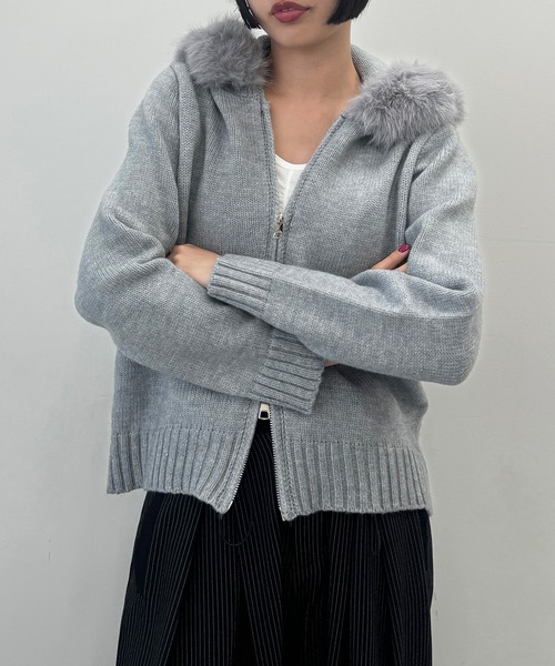 SEN TOKYO パーカー ファーフードニットパーカー レディース メンズ