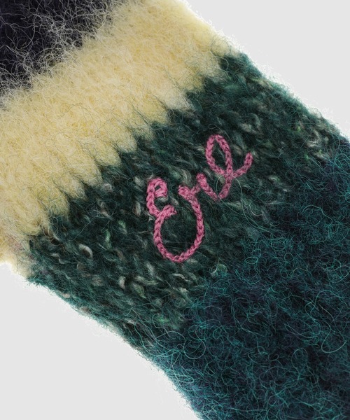 ERL（イーアールエル） 手袋 UNISEX STRIPED ALPACA MOHAIR MITTEN