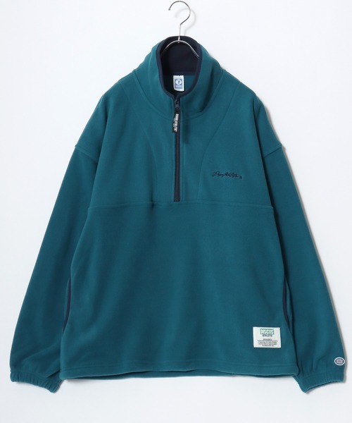 L ダガー　ハーフ　ジップ　刺繍　フリース　プルオーバー　ブルゾン　国内正規品 CODDERR】配色 ロゴ刺繍フリースアノラックハーフジッププルオーバー