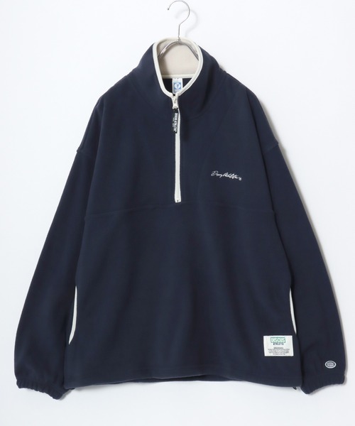 L ダガー　ハーフ　ジップ　刺繍　フリース　プルオーバー　ブルゾン　国内正規品 CODDERR】配色 ロゴ刺繍フリースアノラックハーフジッププルオーバー