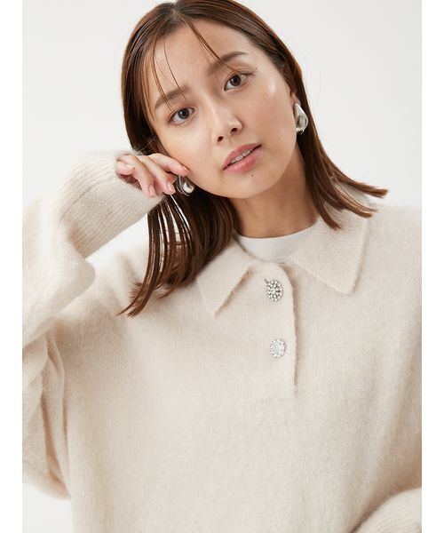 Mila Owen ビジュー釦クロップドポロニットプルオーバー 楽天市場】【SALE／50%OFF】ビジュー釦クロップドポロニットプル
