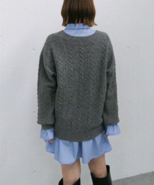 archives（アルシーヴ） ワンピース ケーブルニットチュニック×シャツ