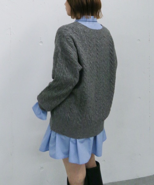 archives（アルシーヴ） ワンピース ケーブルニットチュニック×シャツ