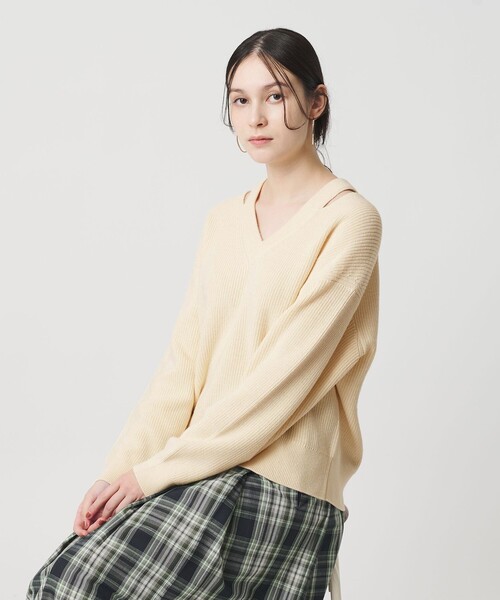 BEAUTY＆YOUTH UNITED ARROWS ニット セーター アゼ スリットVネック