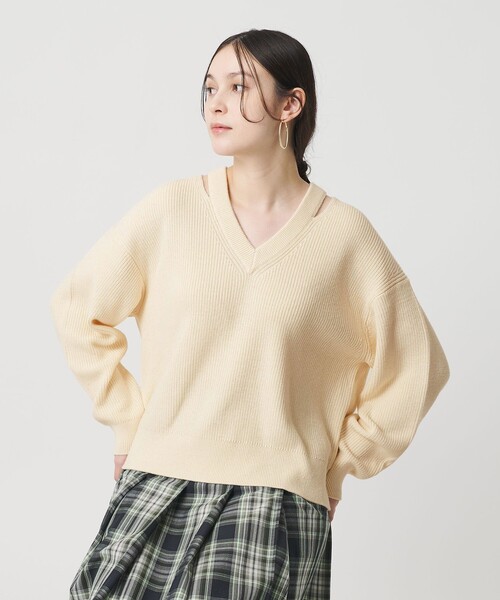 BEAUTY＆YOUTH UNITED ARROWS ニット セーター アゼ スリットVネック