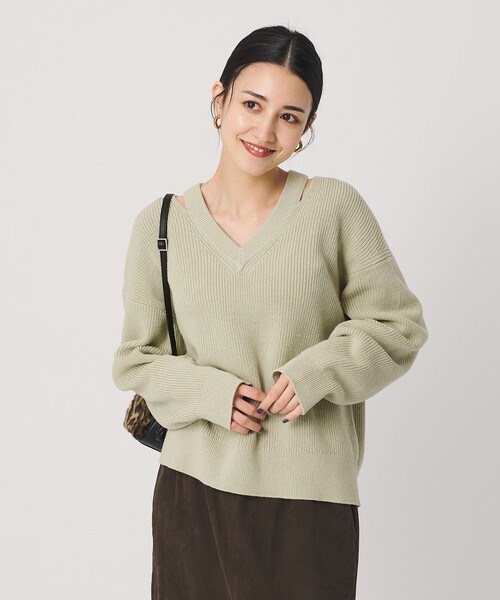 BEAUTY＆YOUTH UNITED ARROWS ニット セーター アゼ スリットVネック