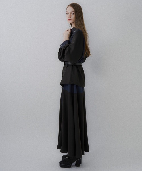 【HARE】 フレアスカート フリーサイズ ネイビー HARE（ハレ） スカート ハイショクカラーフレアスカート(HARE