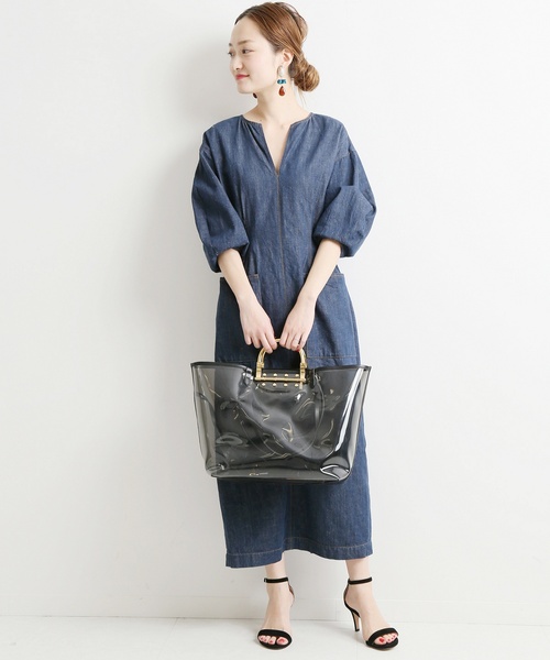 「VERMEIL par iena」 7分袖ワンピース 38 ブルー レディース_画像2