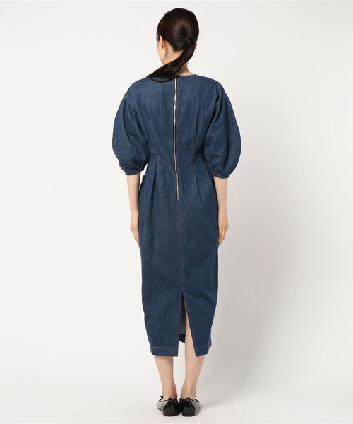 「VERMEIL par iena」 7分袖ワンピース 38 ブルー レディース_画像3