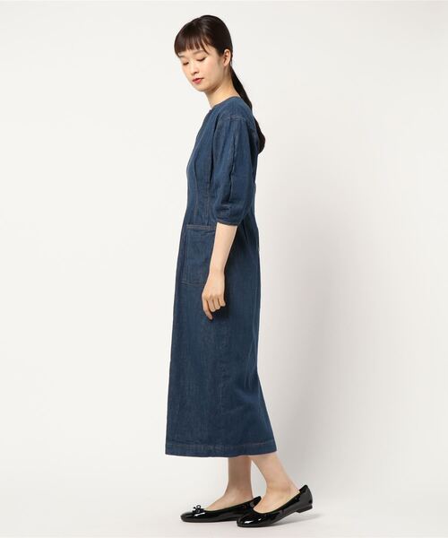 「VERMEIL par iena」 7分袖ワンピース 38 ブルー レディース_画像4