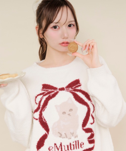 パジャマ ルームウェア 「SET ITEM」キャットモチーフニット