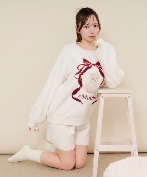 パジャマ ルームウェア 「SET ITEM」キャットモチーフニット