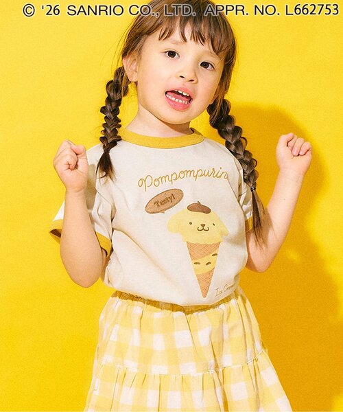 sanrio（サンリオ） tシャツ ポムポムプリン リンガーTシャツ キッズ