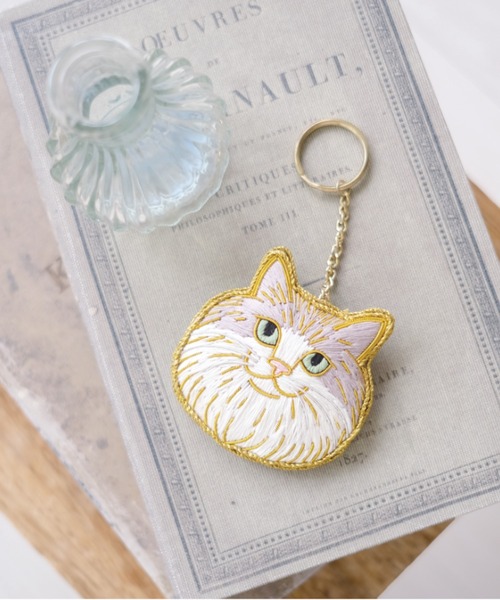 キーホルダー 「Nyatelier/ニャトリエ」ハンドメイド 刺繍 猫