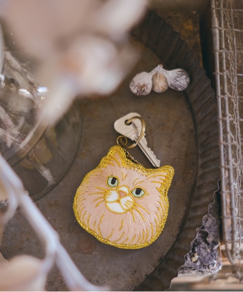 キーホルダー 「Nyatelier/ニャトリエ」ハンドメイド 刺繍 猫