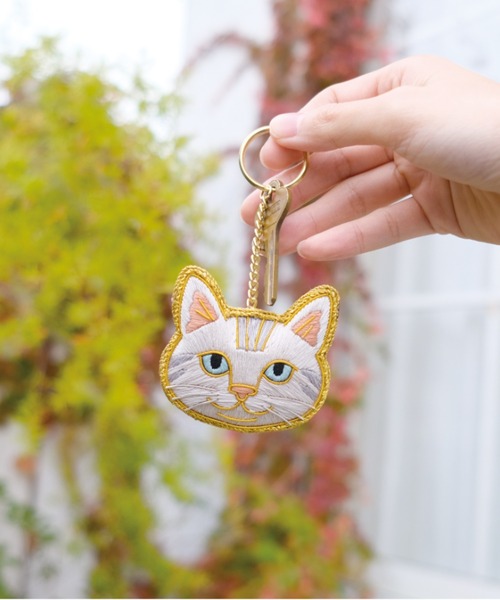 キーホルダー 「Nyatelier/ニャトリエ」ハンドメイド 刺繍 猫