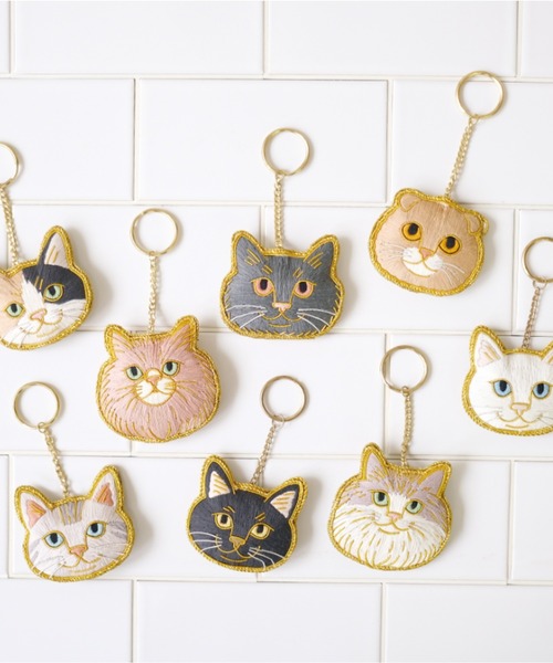 キーホルダー 「Nyatelier/ニャトリエ」ハンドメイド 刺繍 猫
