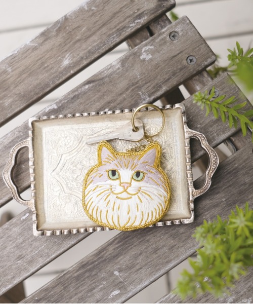 キーホルダー 「Nyatelier/ニャトリエ」ハンドメイド 刺繍 猫