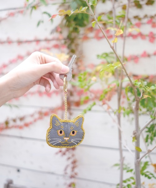 キーホルダー 「Nyatelier/ニャトリエ」ハンドメイド 刺繍 猫