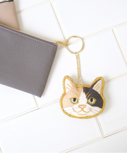 キーホルダー 「Nyatelier/ニャトリエ」ハンドメイド 刺繍 猫