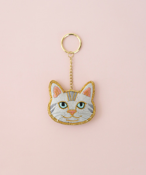 キーホルダー 「Nyatelier/ニャトリエ」ハンドメイド 刺繍 猫