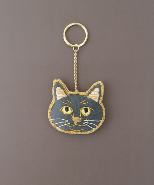 キーホルダー 「Nyatelier/ニャトリエ」ハンドメイド 刺繍 猫