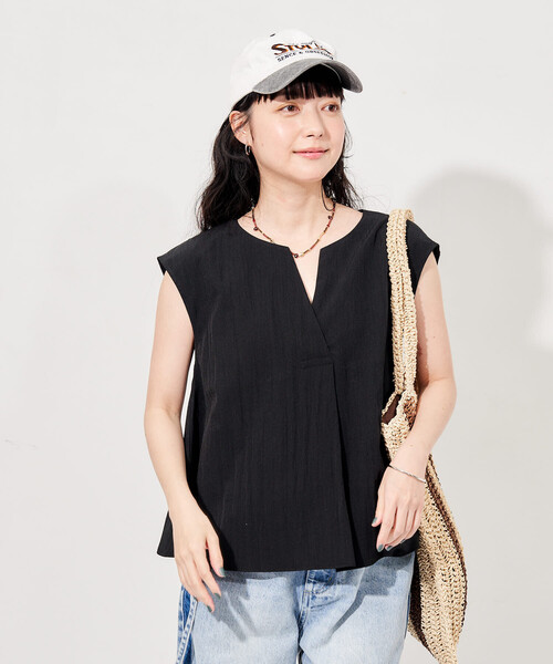 セットアップ 「セットアイテム」 SUMMERCOOL スキッパーブラウスセットアップ/接触冷感 レディースの画像
