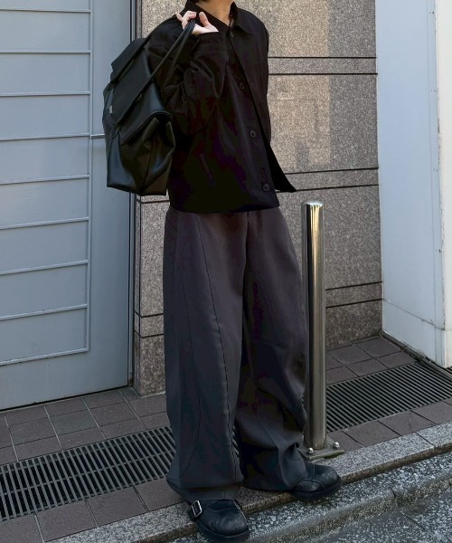 【新品未使用サイズ2】chikashitsu+ スラックスパンツ Chikashitsu+（チカシツプラス） ワイドパンツ スラックス メンズ