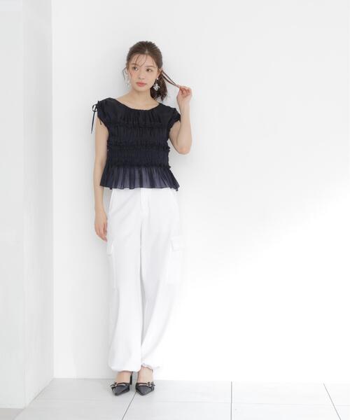 a/mie ブラウス シャツ 「青島心さん着用」「a」シャーリングフリル
