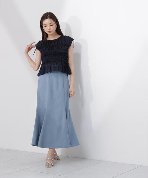 a/mie ブラウス シャツ 「青島心さん着用」「a」シャーリングフリル