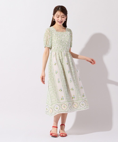 Rose Tiara（ローズティアラ） ワンピース 夏 半袖 フラワープリント