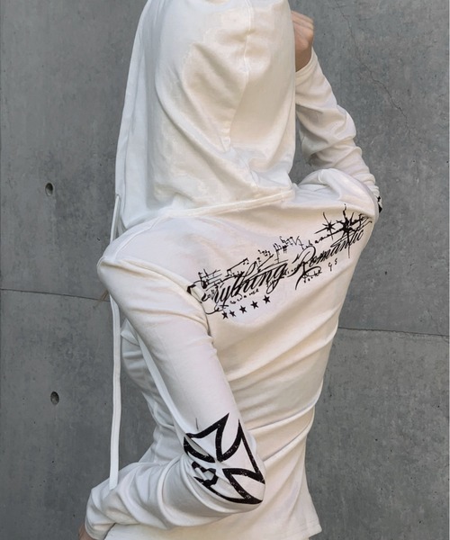 tシャツ バックレタリングフーディートップス レディース メンズ