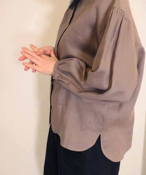 「haupia」 長袖ブラウス MEDIUM ネイビー レディース_画像7