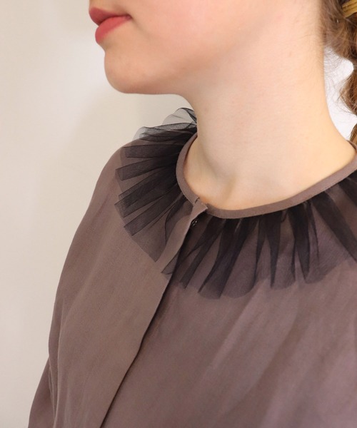 「haupia」 長袖ブラウス MEDIUM ネイビー レディース_画像9