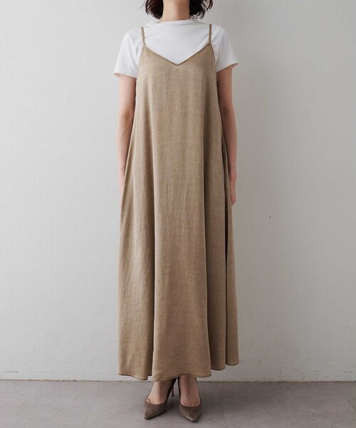 新品★Whim Gazette キャミワンピFREE タグ付41,800円 Whim Gazette（ウィム ガゼット） ワンピース 顔料染めツイルキャミ
