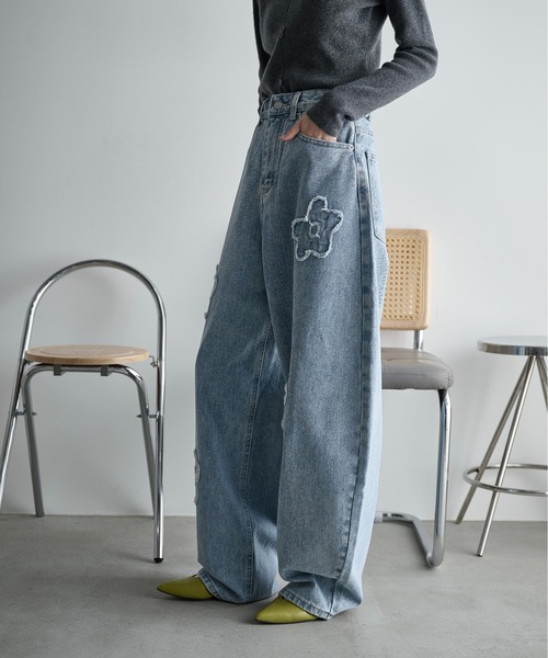 「THE YOn」 デニムパンツ M ライトブルー レディース_画像9