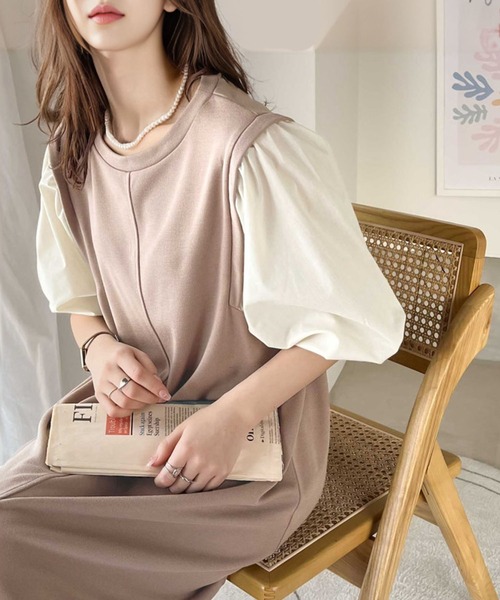 「classicalelf」 半袖ワンピース LARGE グレー レディース_画像6