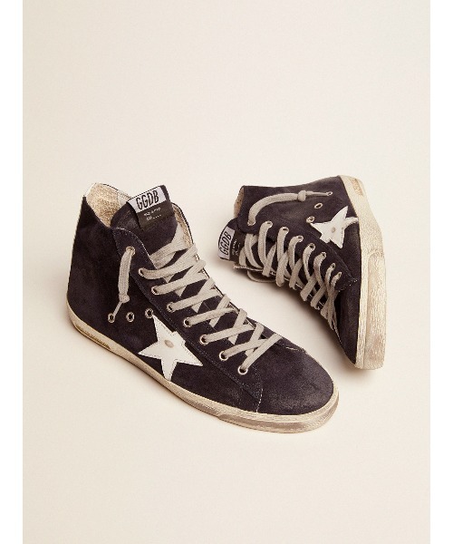 スニーカー GOLDEN GOOSE Francy sneakers navy suede-white leather star メンズの画像