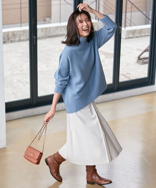 【美品】23区 *ウールミルドストレッチフロントタック Aラインスカート 48 ウールミルドストレッチフロントタック Aラインスカート / 23区